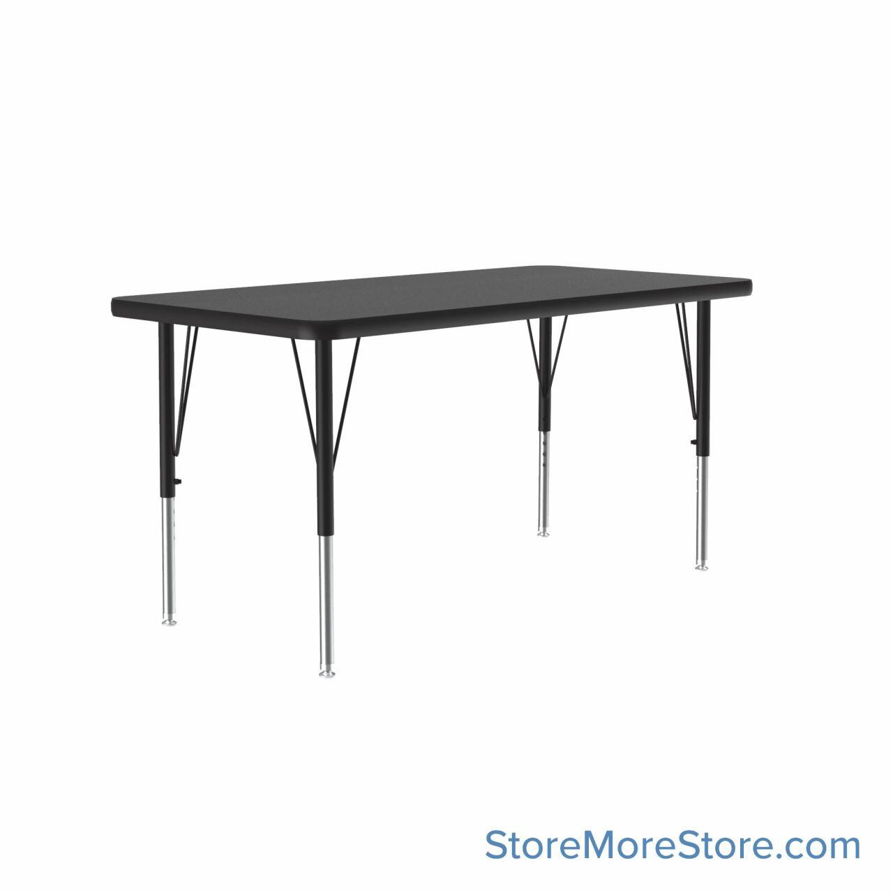 Educational Activity Tables, 60" W x 24" D, Rectangular, Black/chrome