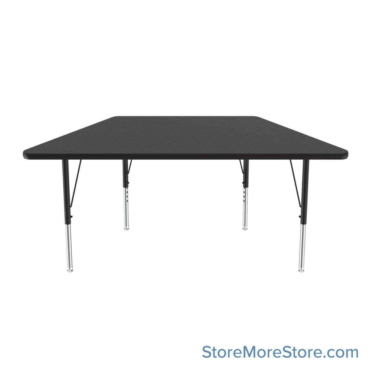Educational Activity Tables, 60" W x 30" D, Trapezoid, Black/chrome