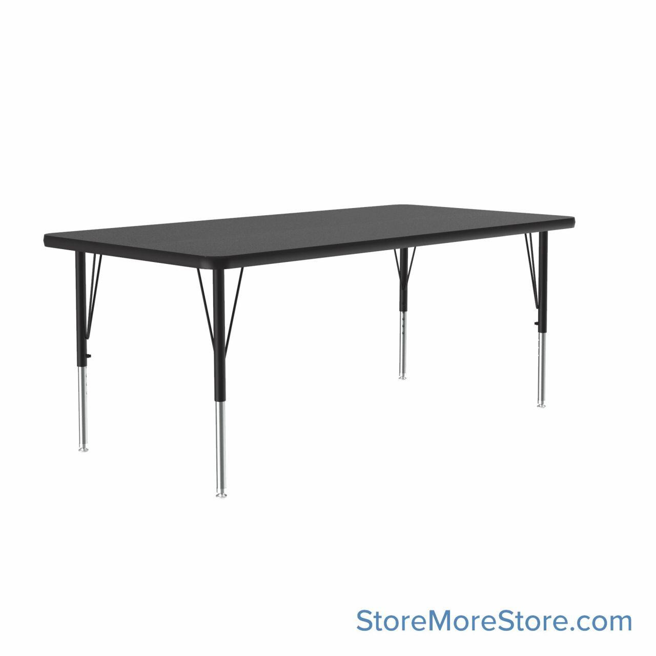 Educational Activity Tables, 72" W x 30" D, Rectangular, Black/chrome