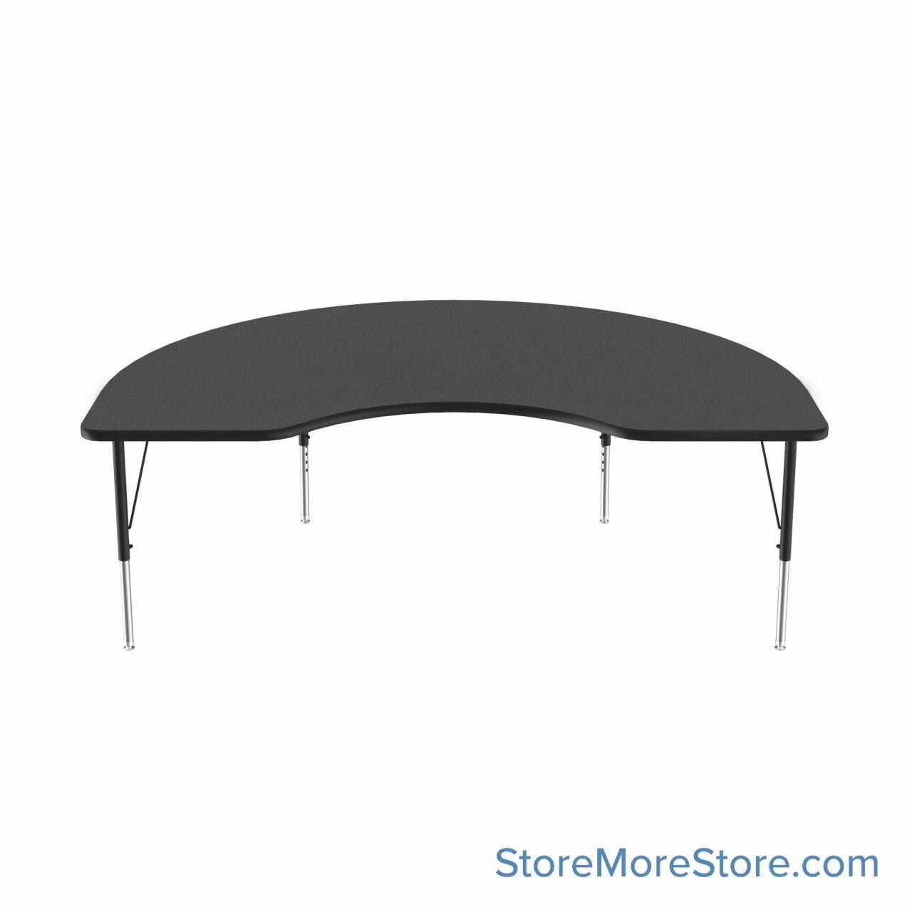Educational Activity Tables, 72" W x 48" D, Kidney, Black/chrome