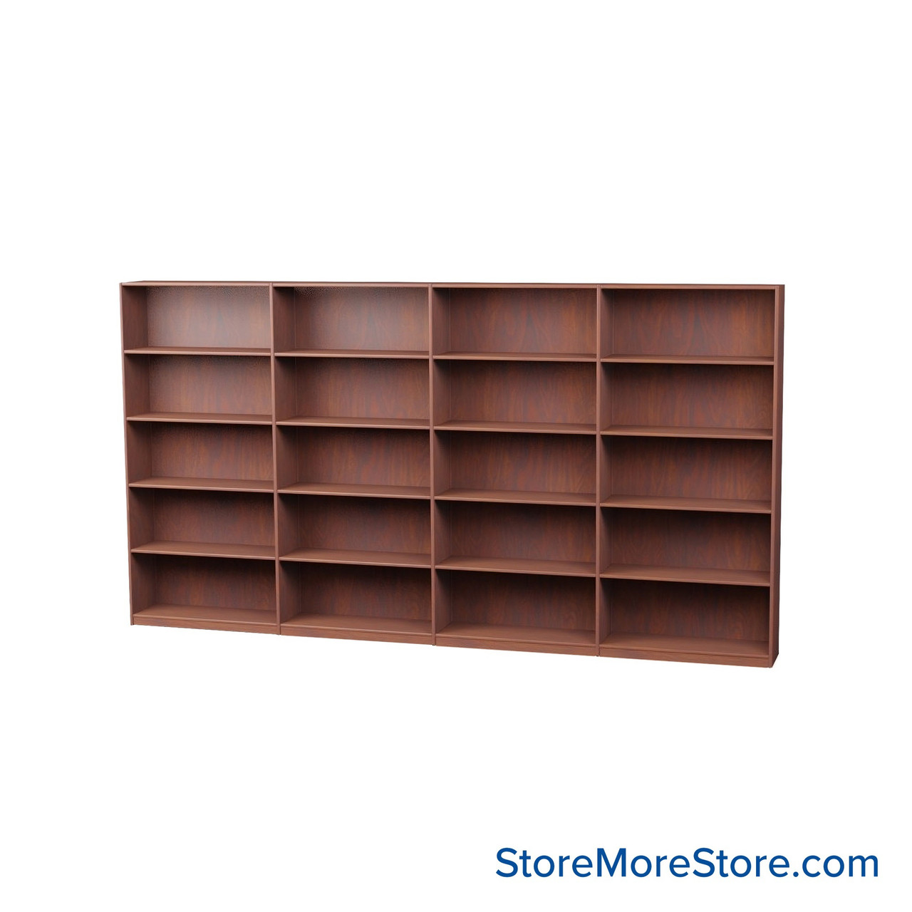 Wood Bookcase Shelves, 145" W x 20" D x 72" H, Double-Side Shelving, Without Casters