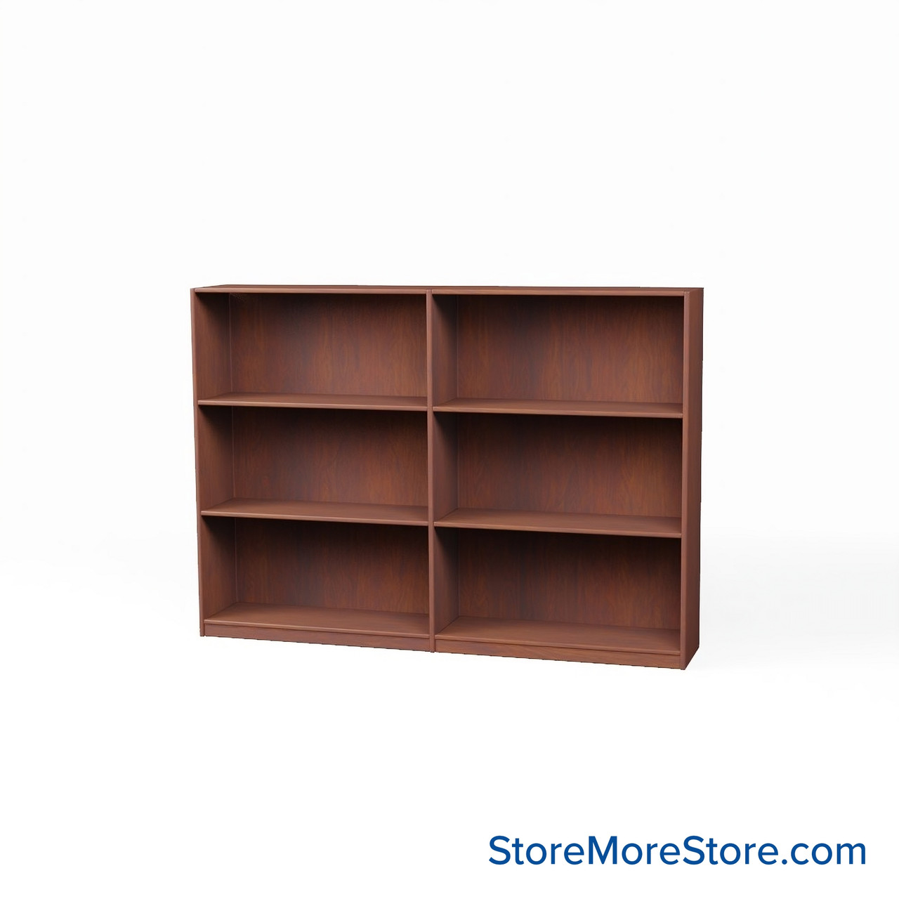 Wood Bookcase Shelves, 73" W x 20" D x 48" H, Double-Side Shelving, Without Casters