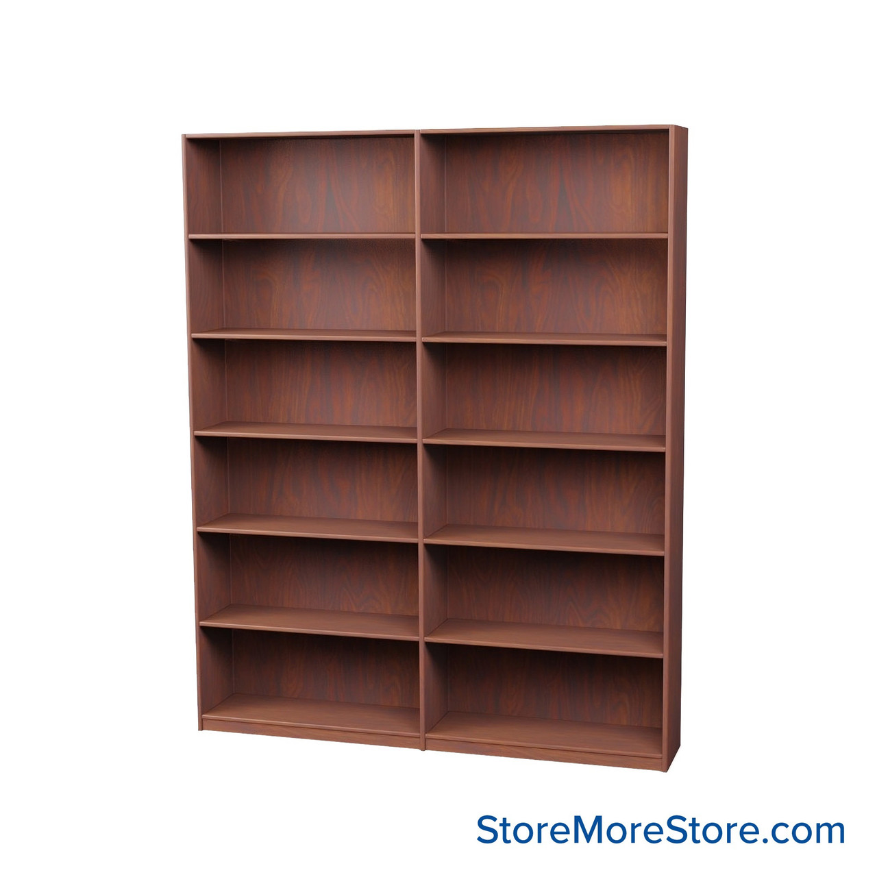 Wood Bookcase Shelves, 73" W x 20" D x 84" H, Double-Side Shelving, Without Casters