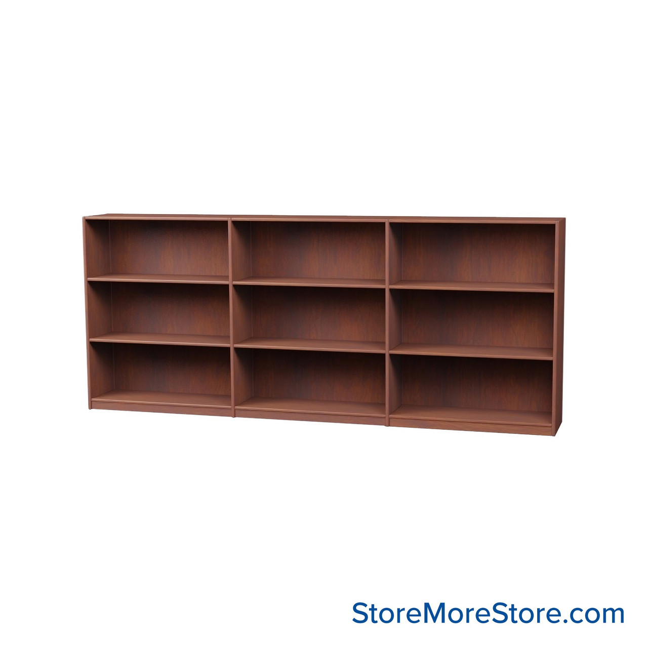Wood Bookcase Shelves, 109" W x 10" D x 42" H, Single-Side Shelving, Without Casters