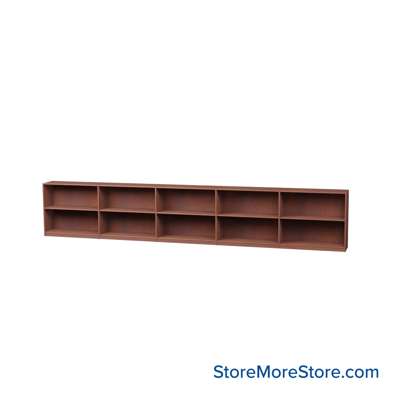 Wood Bookcase Shelves, 181" W x 10" D x 30" H, Single-Side Shelving, Without Casters