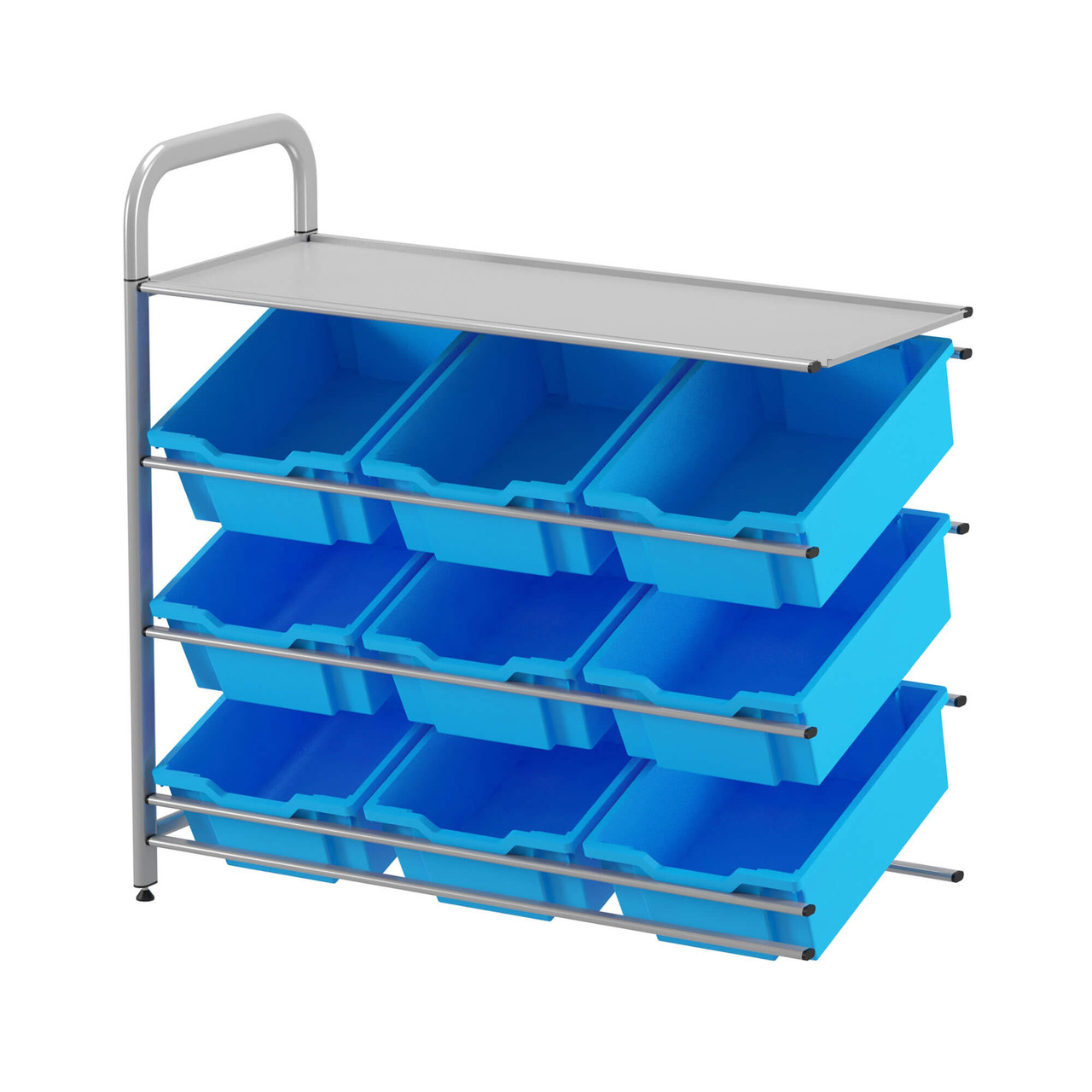 Shelves with Storage Bins, 39.4" W x 17.3" D x 38.8" H, Adder Unit, 9 Deep Tilting Bins