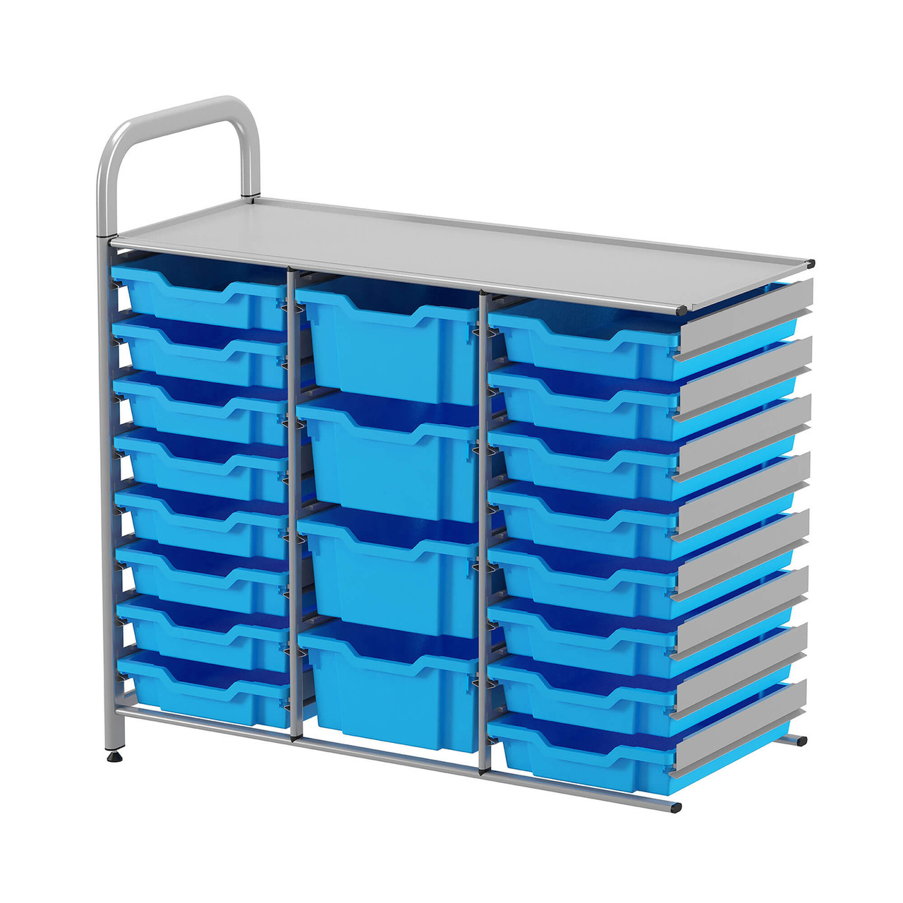 School Supply Bin Storage, 39.4" W x 17.3" D x 38.8" H, Adder Unit, 16 Shallow & 4 Deep Trays