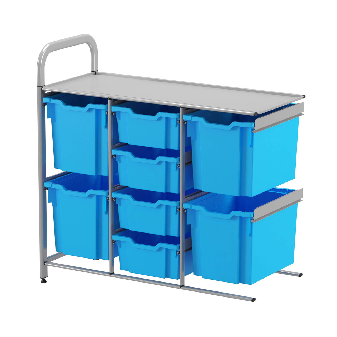 School Supply Bin Storage, 39.4" W x 17.3" D x 38.8" H, Adder Unit, 4 Deep & 4 Jumbo Trays