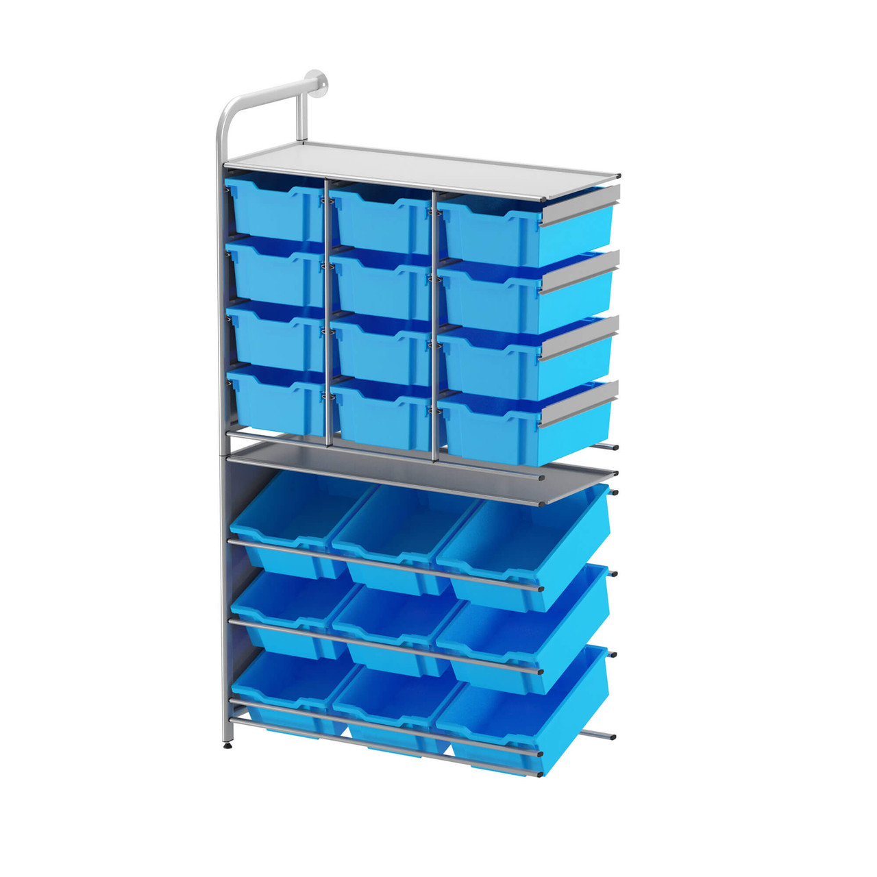 Classroom Wall Shelving, 39.4" W, Adder Unit, 12 Deep & 9 Tilting Deep