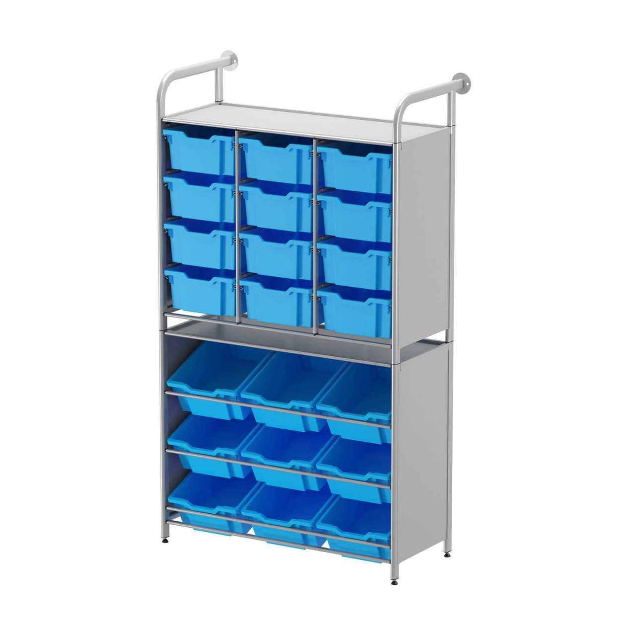 Classroom Wall Shelving, 40.6" W, Starter Unit, 12 Deep & 9 Tilting Deep