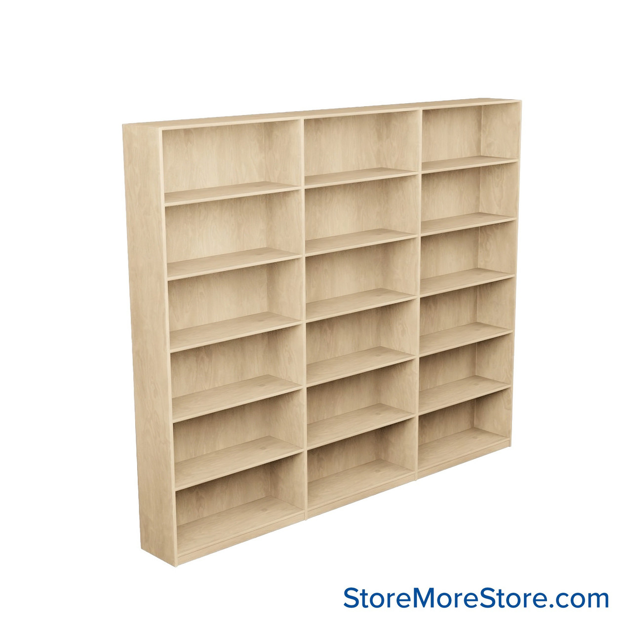 Laminate Bookshelf, 109" W x 20" D x 84" H, Double-Sided Shelving, Without Casters