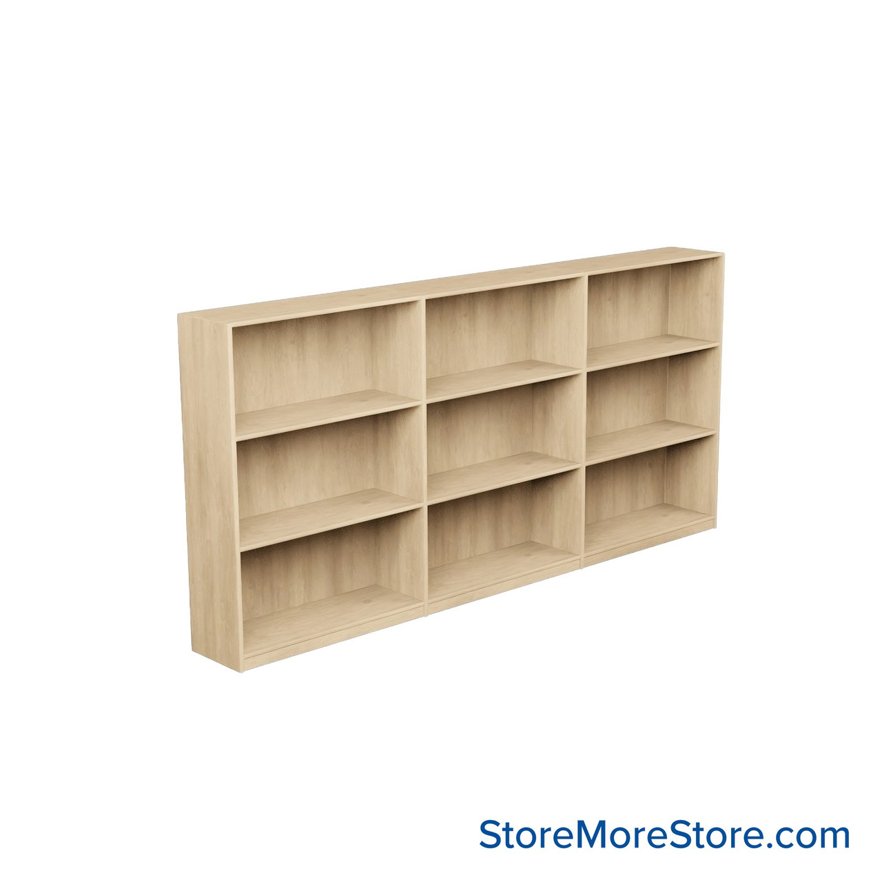 Laminate Bookshelf, 109" W x 24" D x 48" H, Double-Sided Shelving, Without Casters