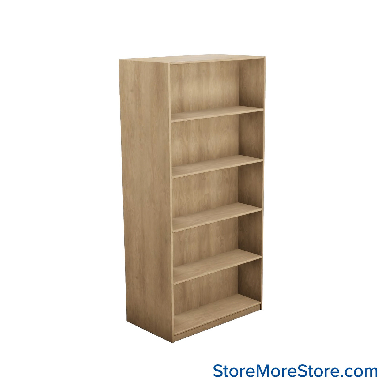 Laminate Bookshelf, 37" W x 20" D x 72" H, Double-Sided Shelving, Without Casters
