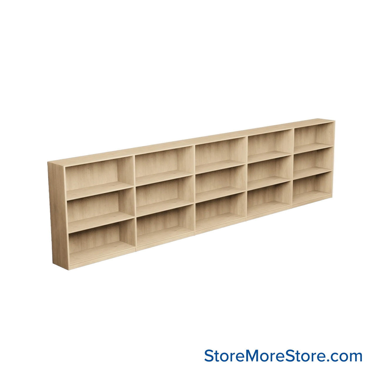 Laminate Bookshelf, 181" W x 10" D x 42" H, Single-Sided Shelving, Without Casters