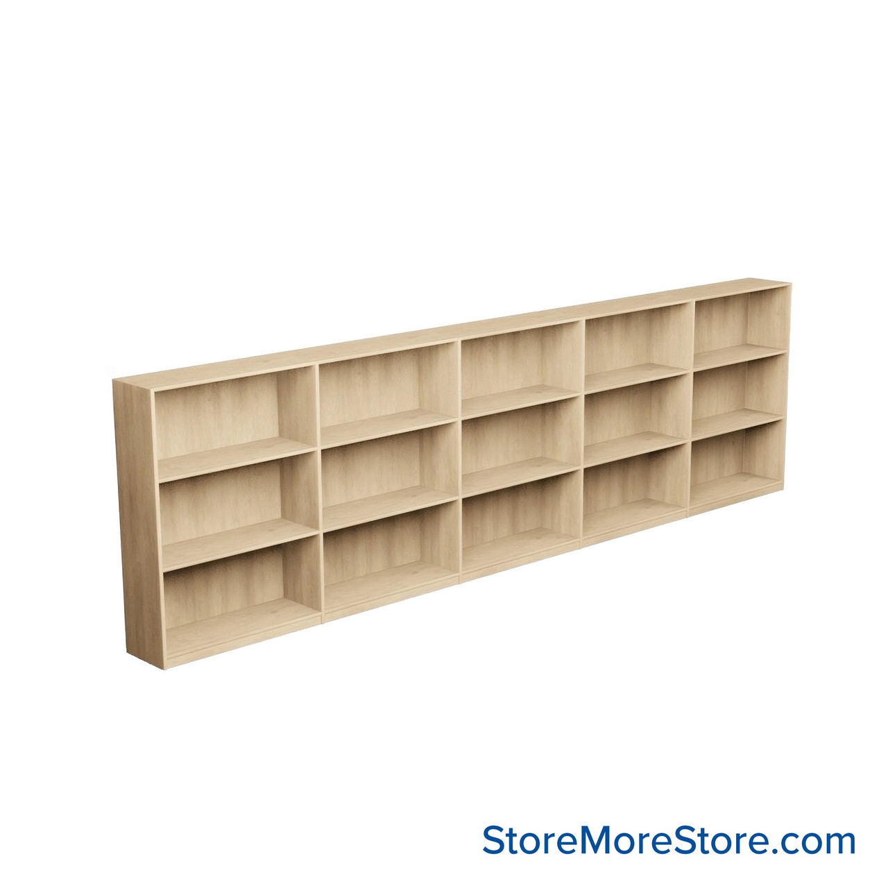 Laminate Bookshelf, 181" W x 10" D x 48" H, Single-Sided Shelving, Without Casters