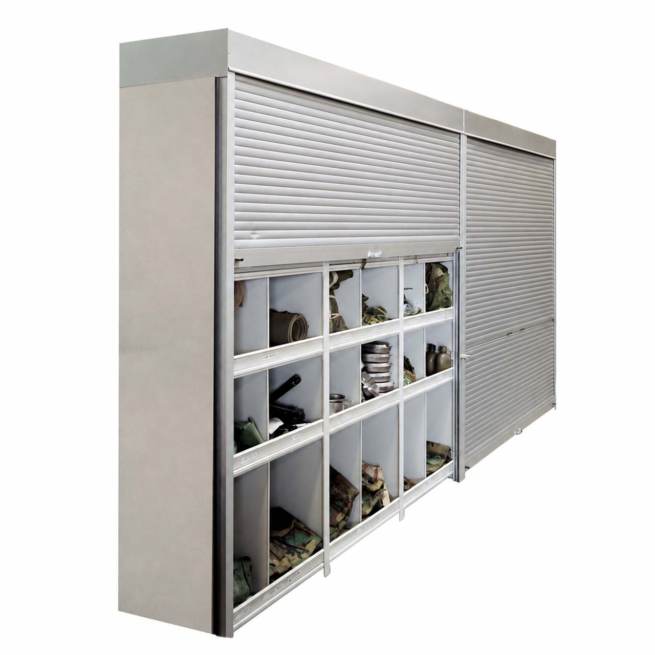 Roll Down Security Door Shutters, 132" W x 100" H, 126 - 131.99" Width Range, Front Mount