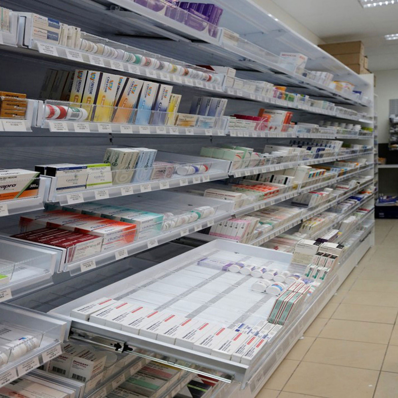 RX Pharmacy FIFO Shelving, 25" W x 27.5" D, Double Sided