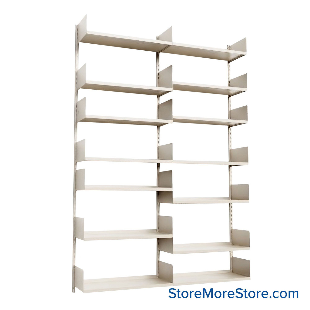 Wall Mounted Shelves, 72" W x 12" D x 90" H, 14 Adjustable Shelves
