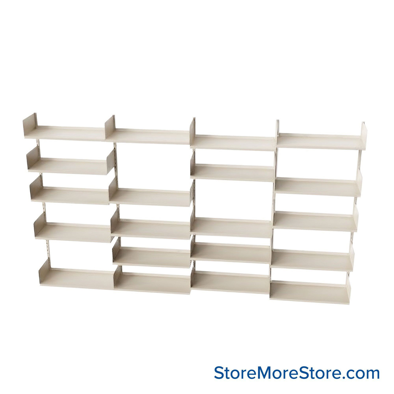 Wall Mounted Shelves, 144" W x 10" D x 78" H, 20 Adjustable Shelves