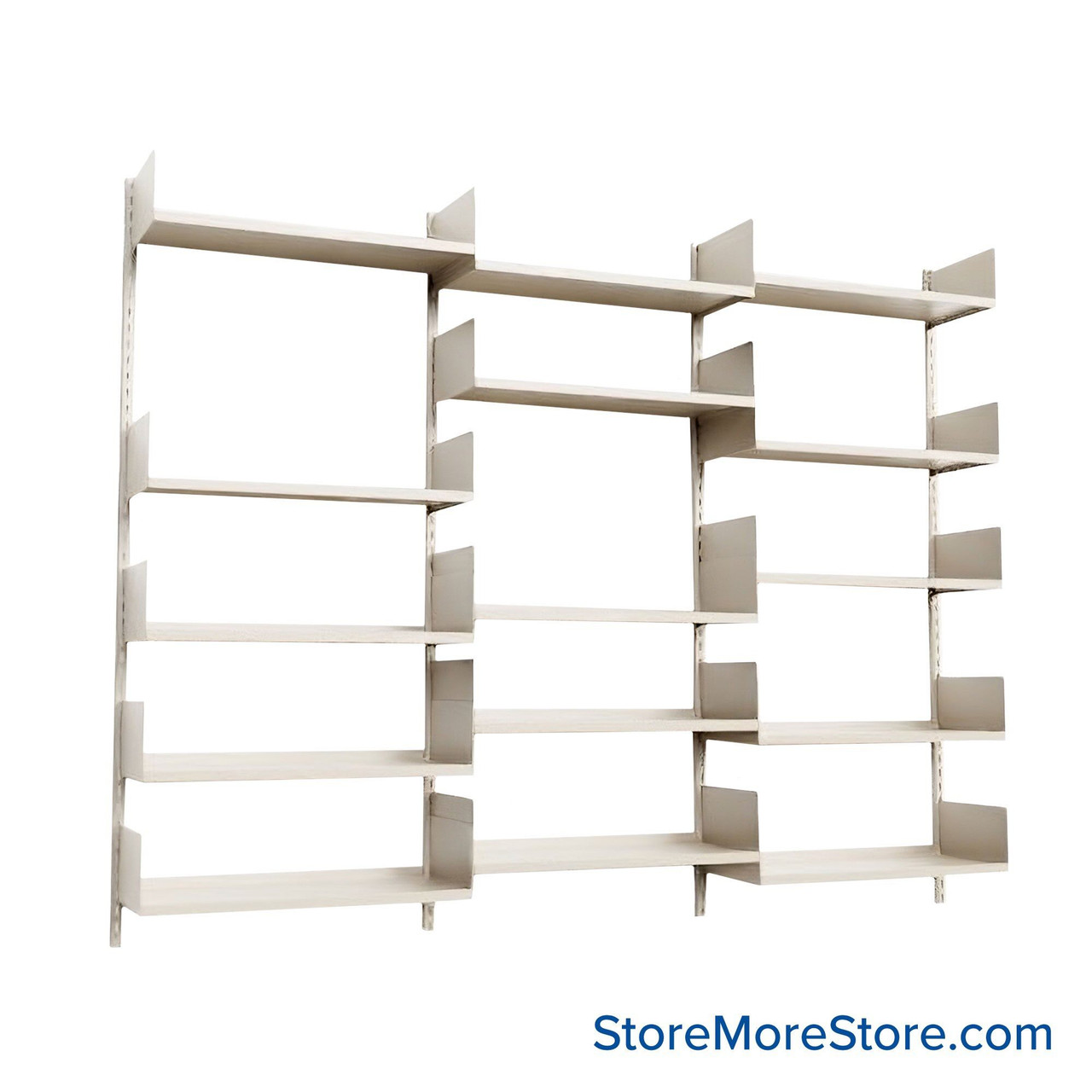 Wall Mounted Shelves, 90" W x 10" D x 72" H, 15 Adjustable Shelves