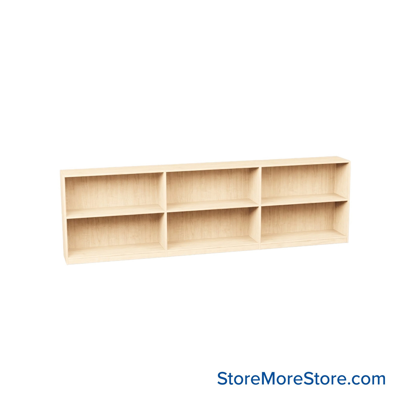 Melamine Bookshelf, 109" W x 20" D x 30" H, Double-Sided Shelving, Without Casters