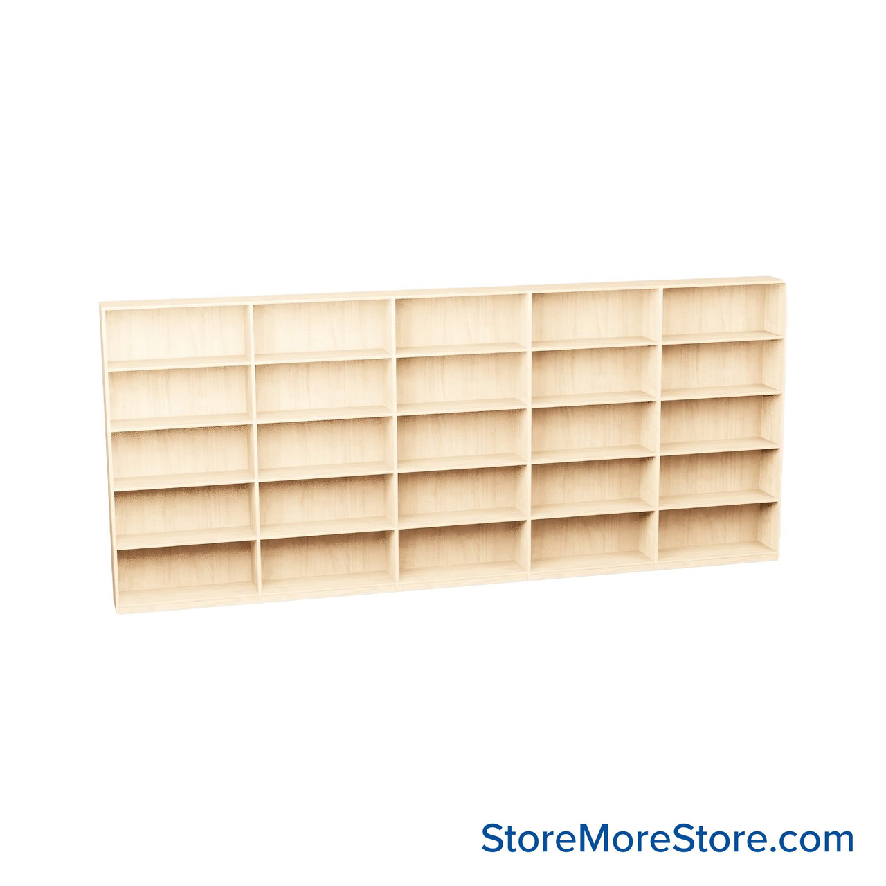 Melamine Bookshelf, 181" W x 24" D x 72" H, Double-Sided Shelving, Without Casters