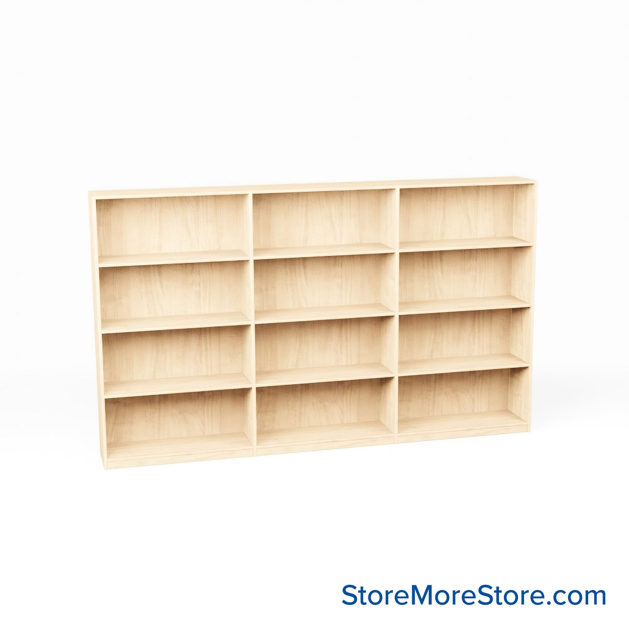Melamine Bookshelf, 109" W x 20" D x 60" H, Double-Sided Shelving, Without Casters