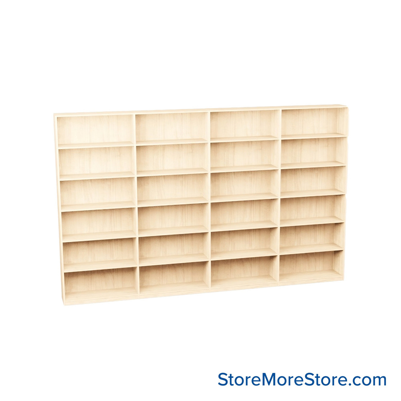 Melamine Bookshelf, 145" W x 24" D x 84" H, Double-Sided Shelving, Without Casters