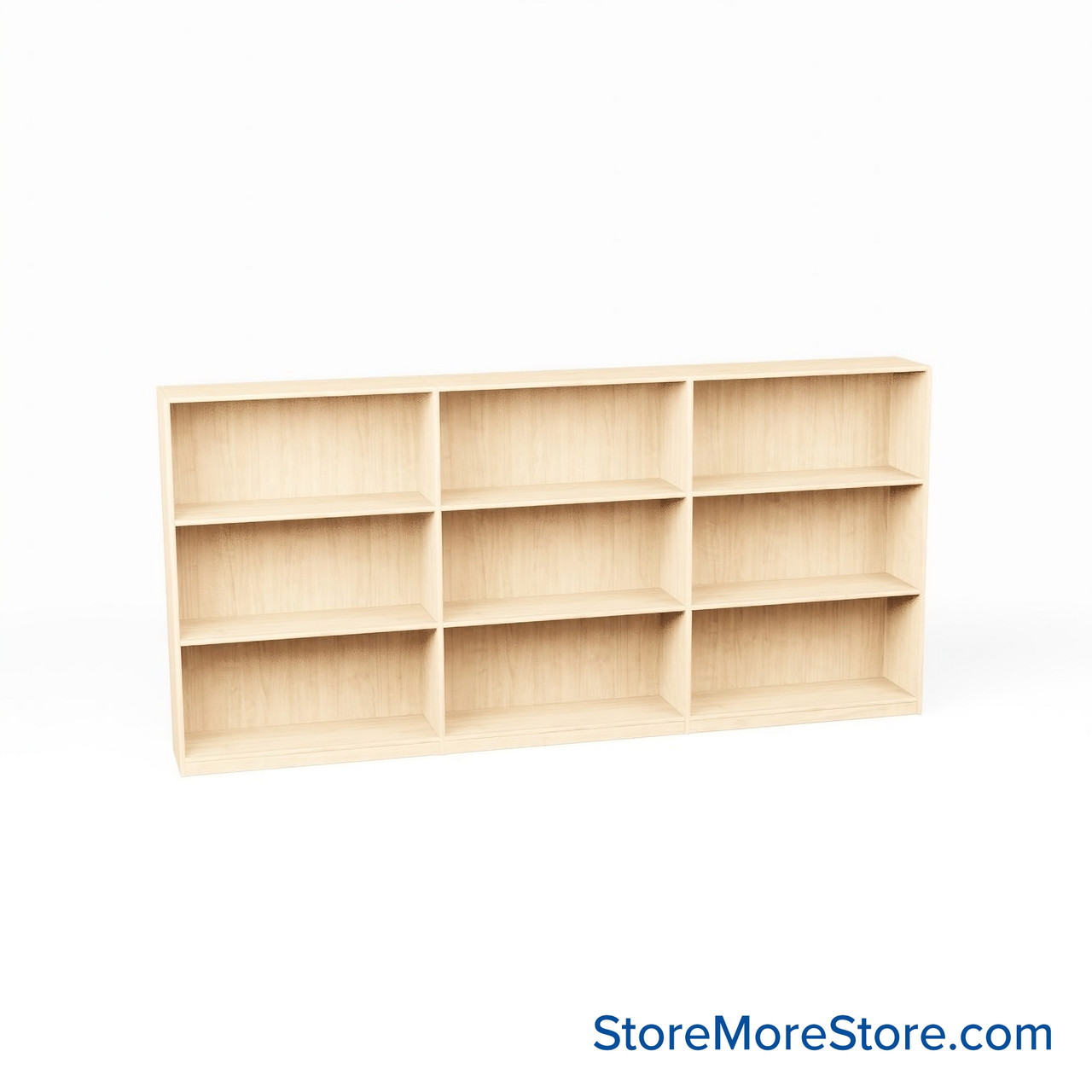 Melamine Bookshelf, 109" W x 24" D x 48" H, Double-Sided Shelving, Without Casters