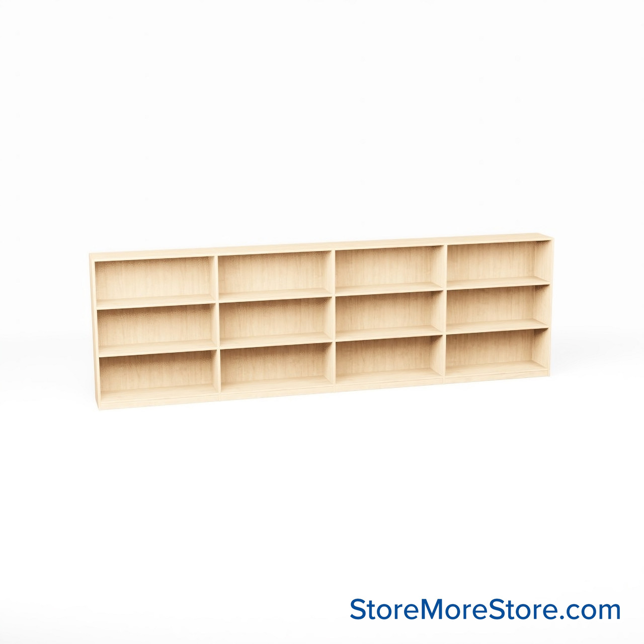 Melamine Bookshelf, 145" W x 20" D x 42" H, Double-Sided Shelving, Without Casters