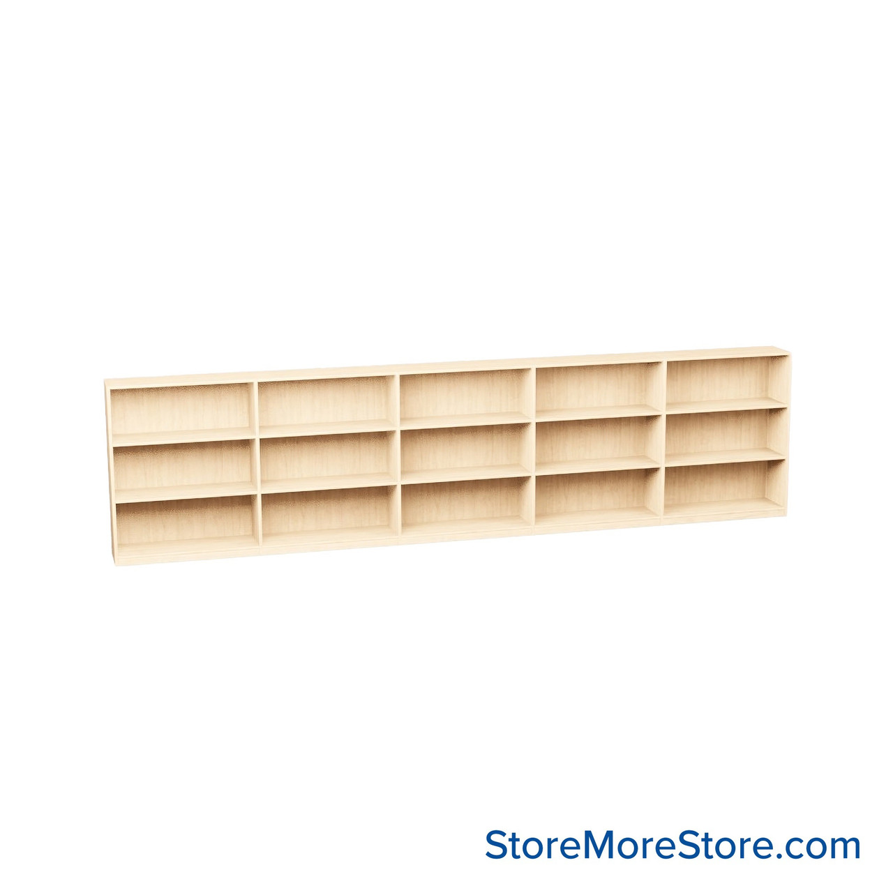 Melamine Bookshelf, 181" W x 10" D x 42" H, Single-Sided Shelving, Without Casters