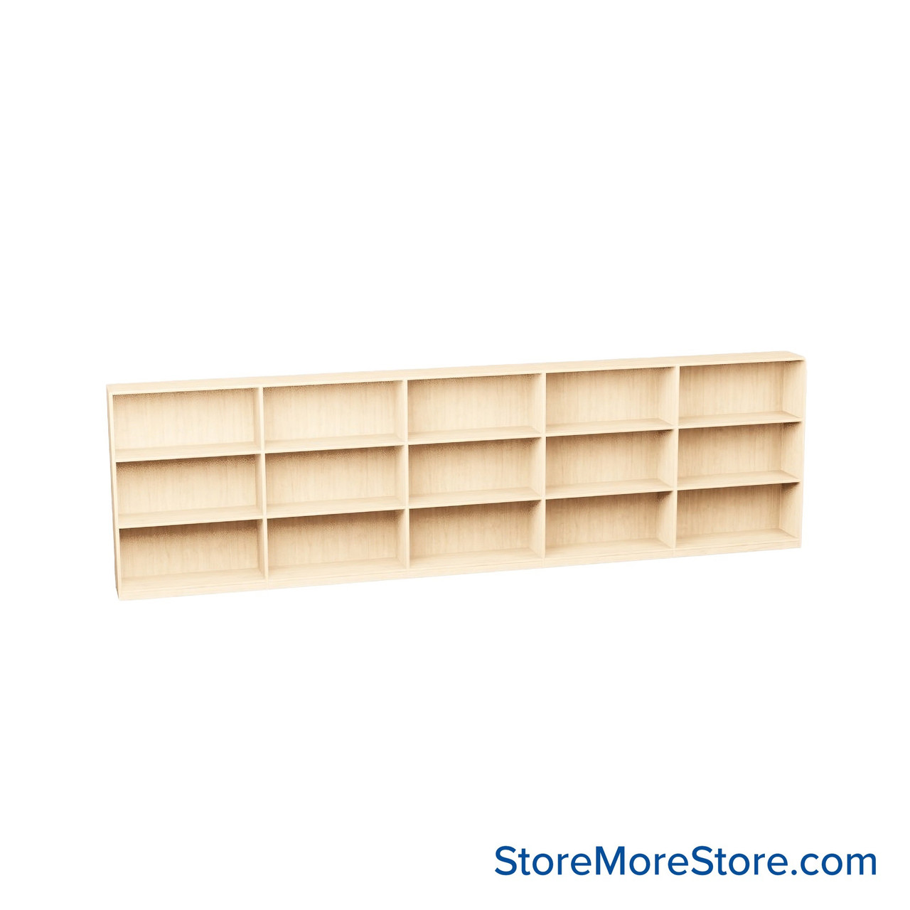 Melamine Bookshelf, 181" W x 10" D x 48" H, Single-Sided Shelving, Without Casters