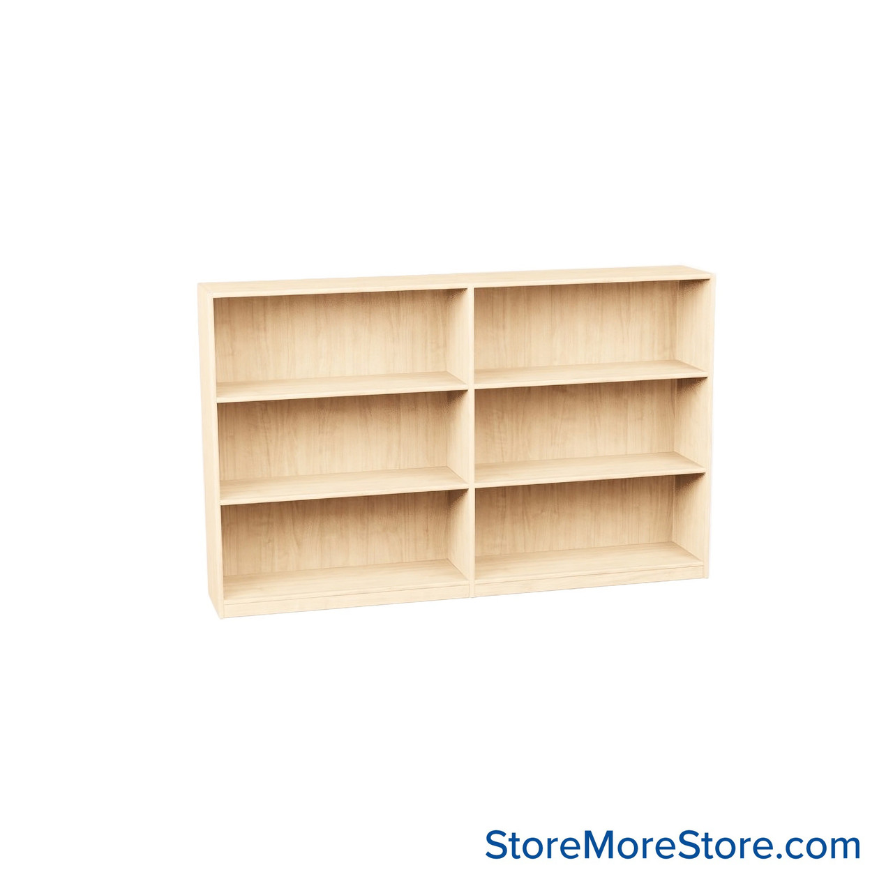 Melamine Bookshelf, 73" W x 24" D x 42" H, Double-Sided Shelving, Includes Casters
