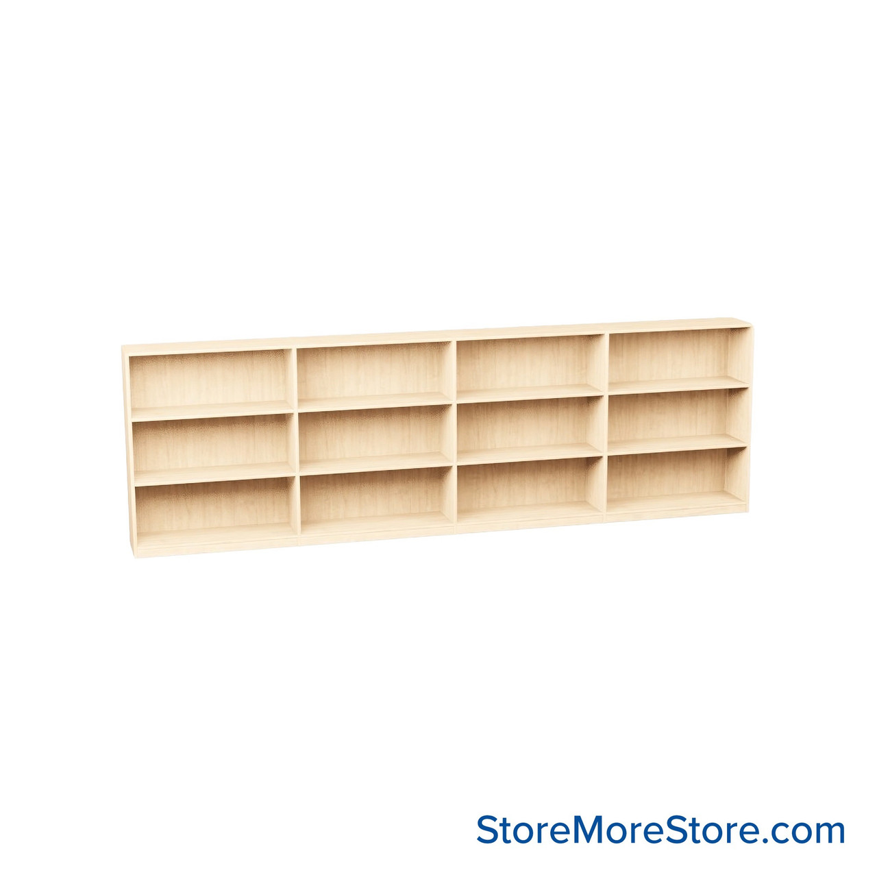 Melamine Bookshelf, 145" W x 10" D x 42" H, Single-Sided Shelving, Without Casters