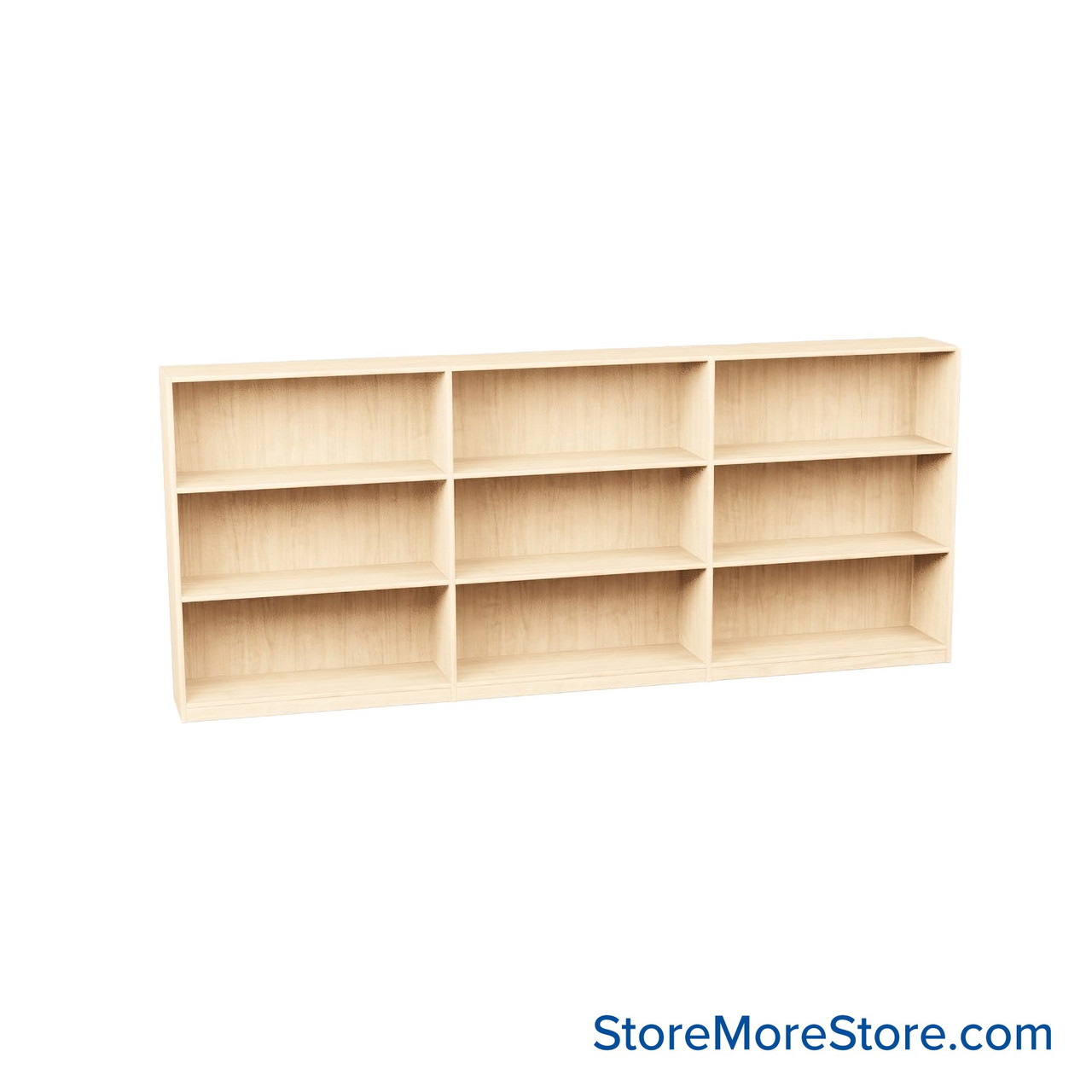 Melamine Bookshelf, 109" W x 10" D x 42" H, Single-Sided Shelving, Without Casters