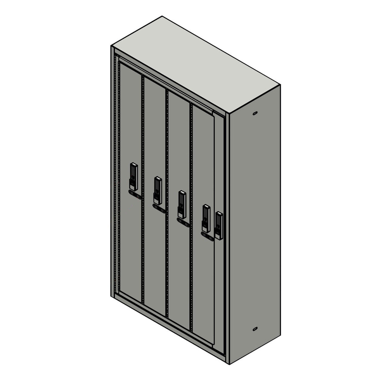 Long Gun Locker, 4 Compartments, Key Lock, Black Textured