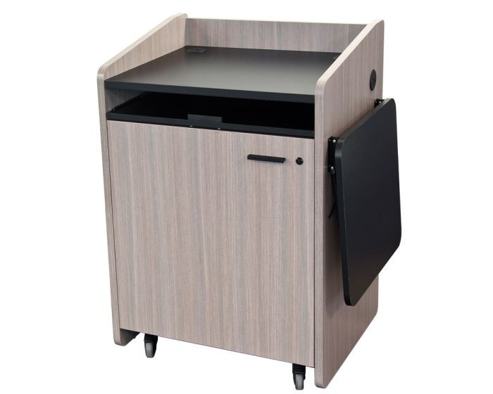 Compact Economy Podium with 14U Rack and Folding Side Shelf