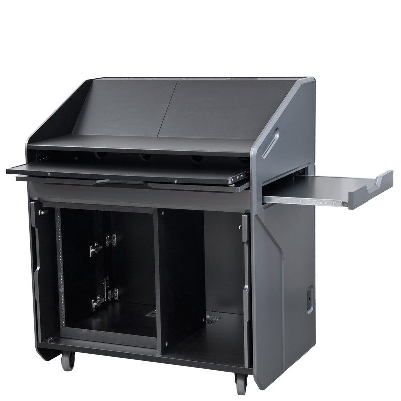High Tech Podium with Hidden Locking Doors and Rack Bays