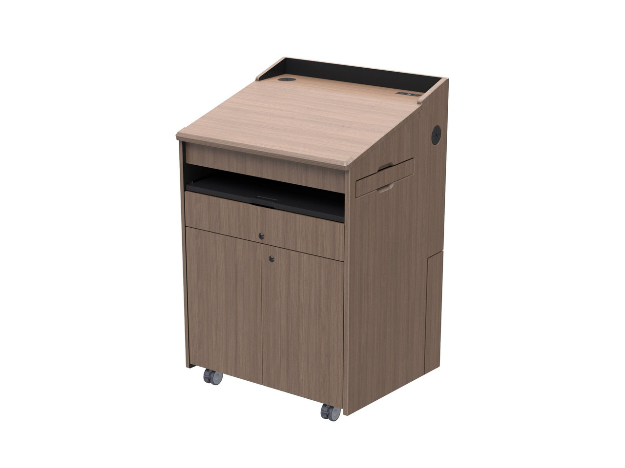 Educational Multimedia Lectern with Power Panel and Locking Storage