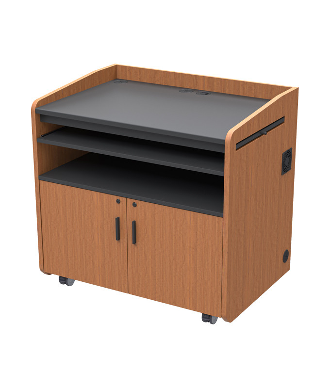 Flat Top Multimedia Podium with 10U Rack and Keyboard Slide