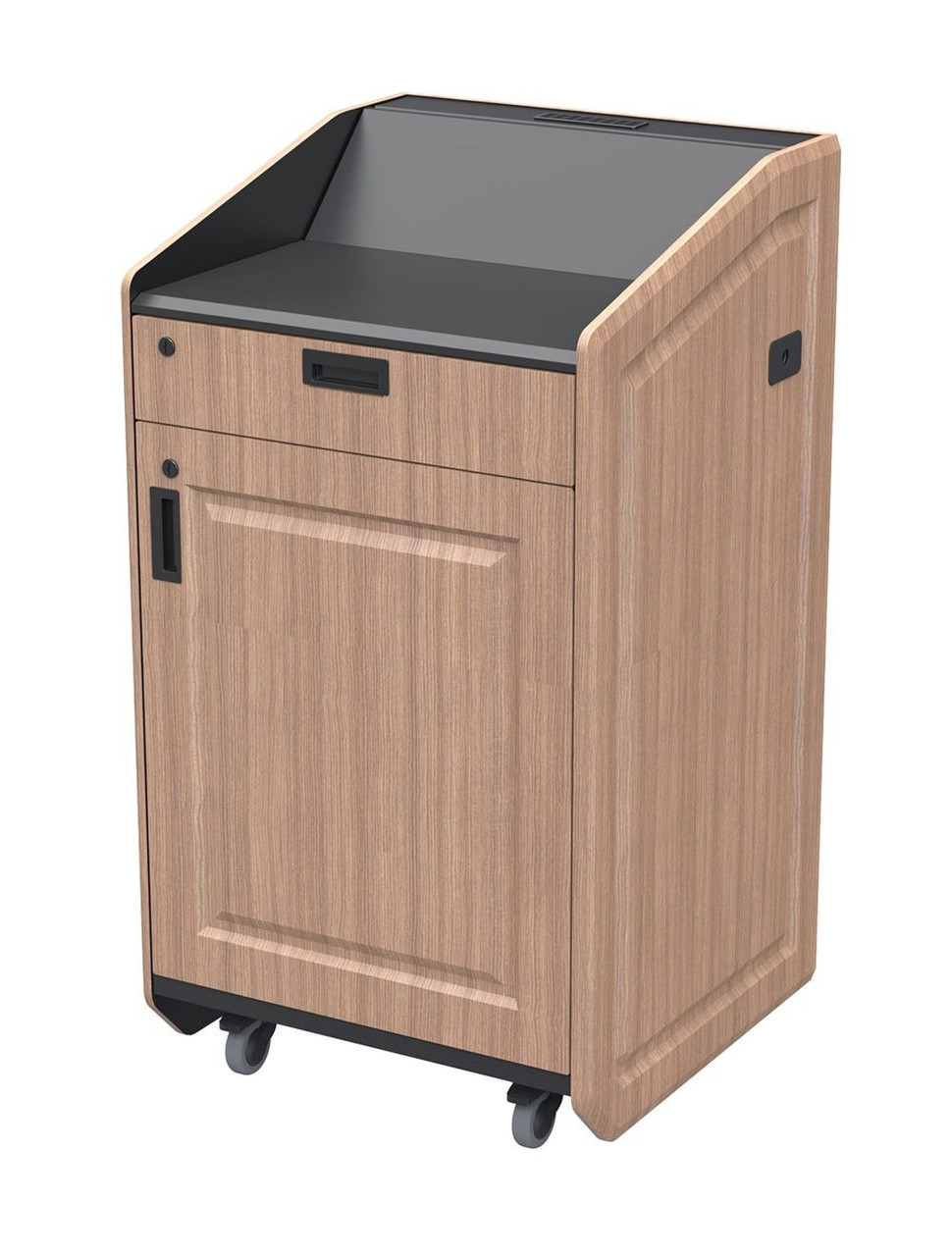 Multimedia Lectern with 14U Rack and Folding Shelves