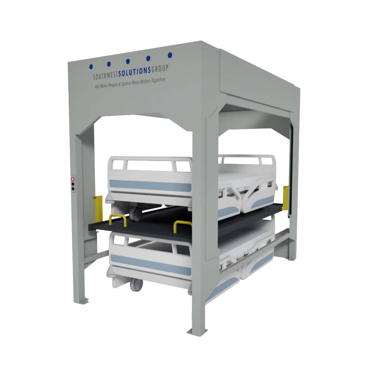 Two High Front Load Hospital Bed Storage Lift