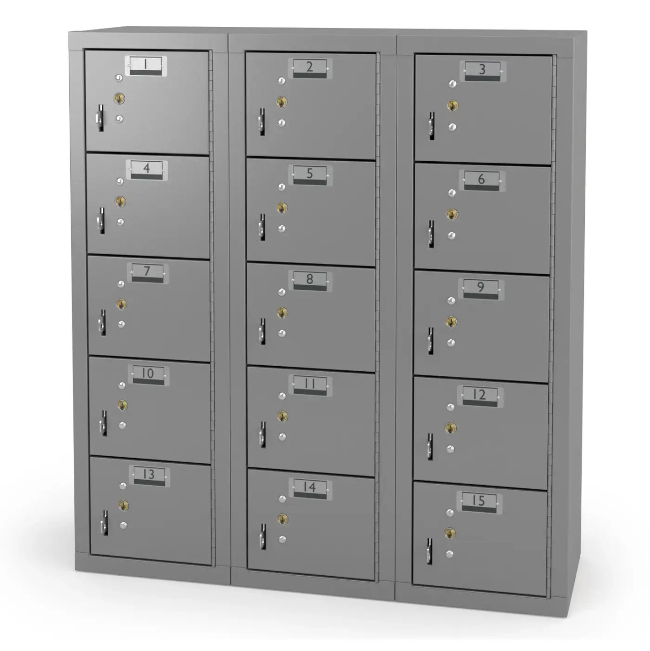 15 Door Cell Phone Locker Gray Label Holders and Locks