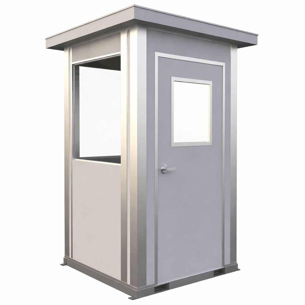 4x4 Modular Security Booth Prefabricated Guard Booth for Entry Point Security and Access Control (55.5 in W x 97.25 in D