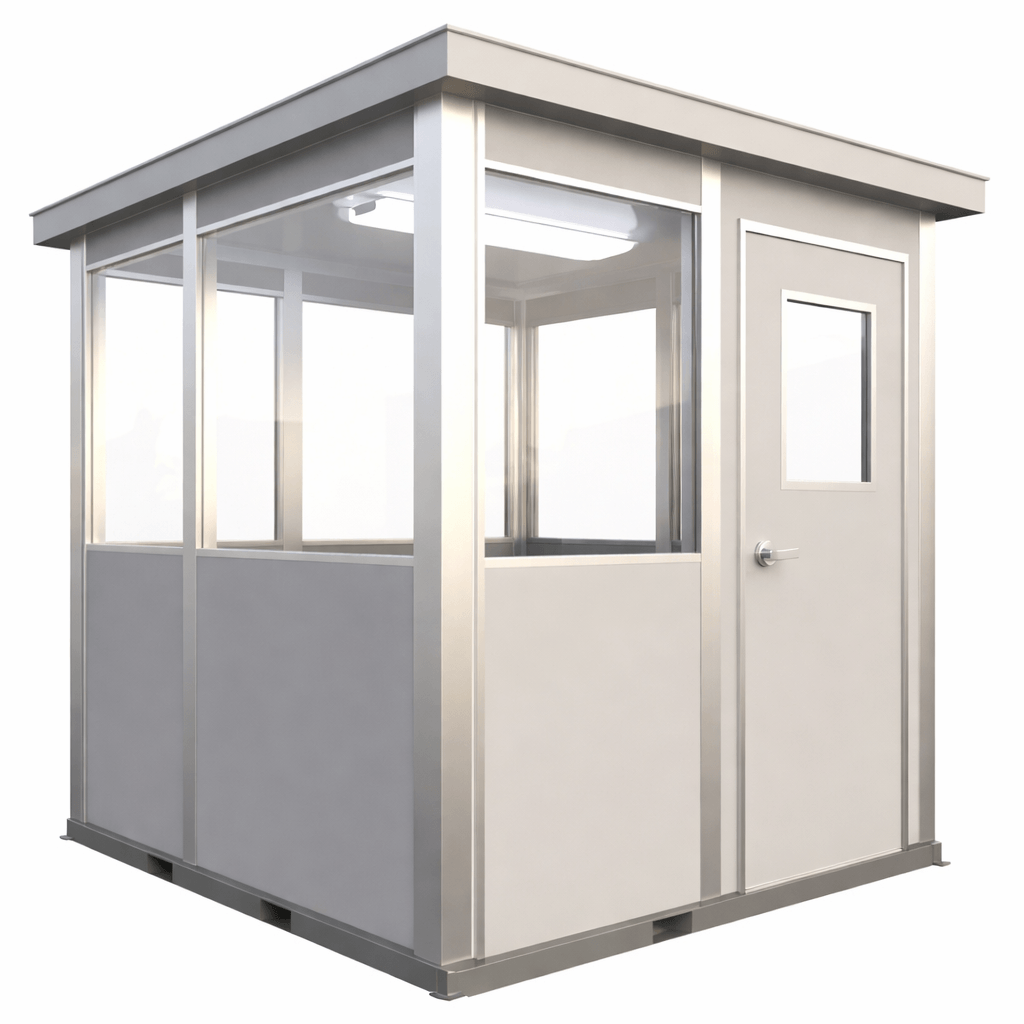 8x8 Modular Security Booth Prefabricated Guard Booth for Industrial Entry Security and Site Monitoring (94 in W x 105.12