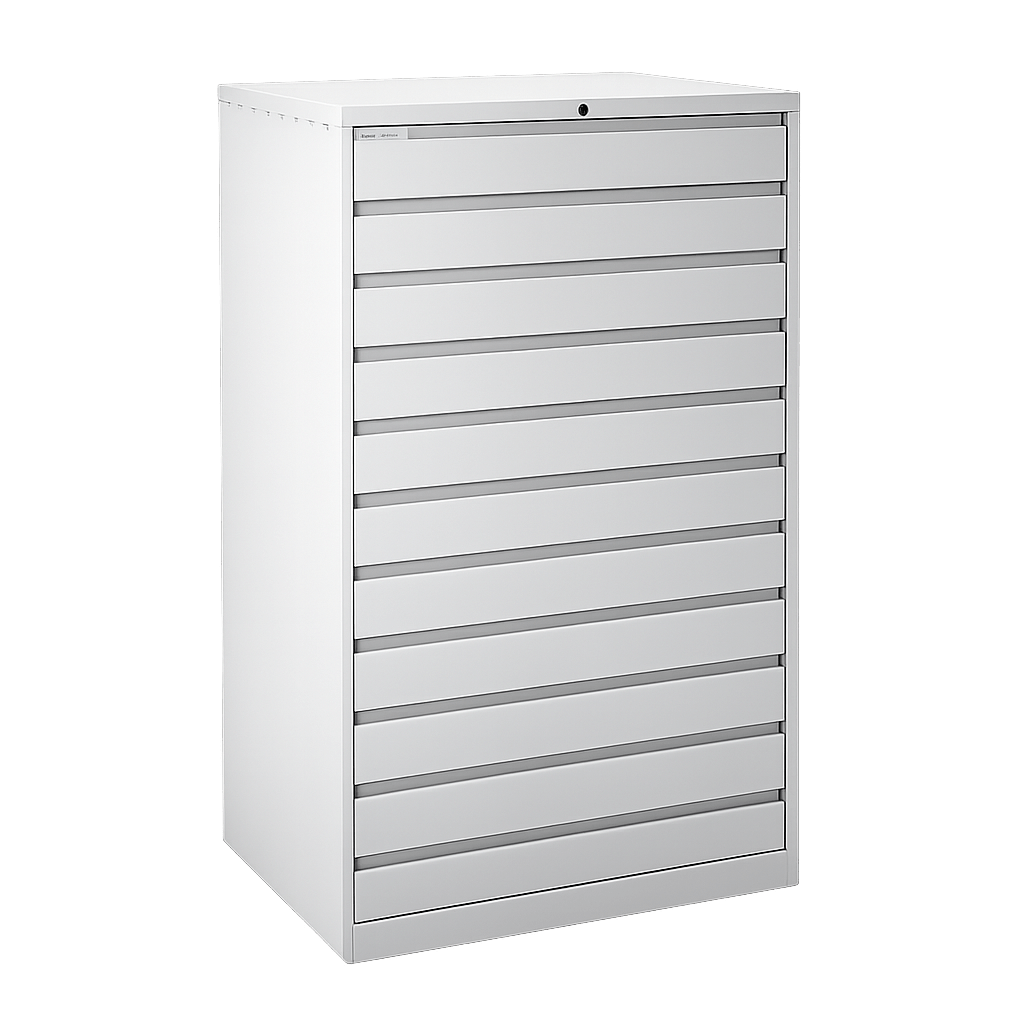 Neutral Gray 10 Drawer Microfilm Cabinet with 5" Drawers