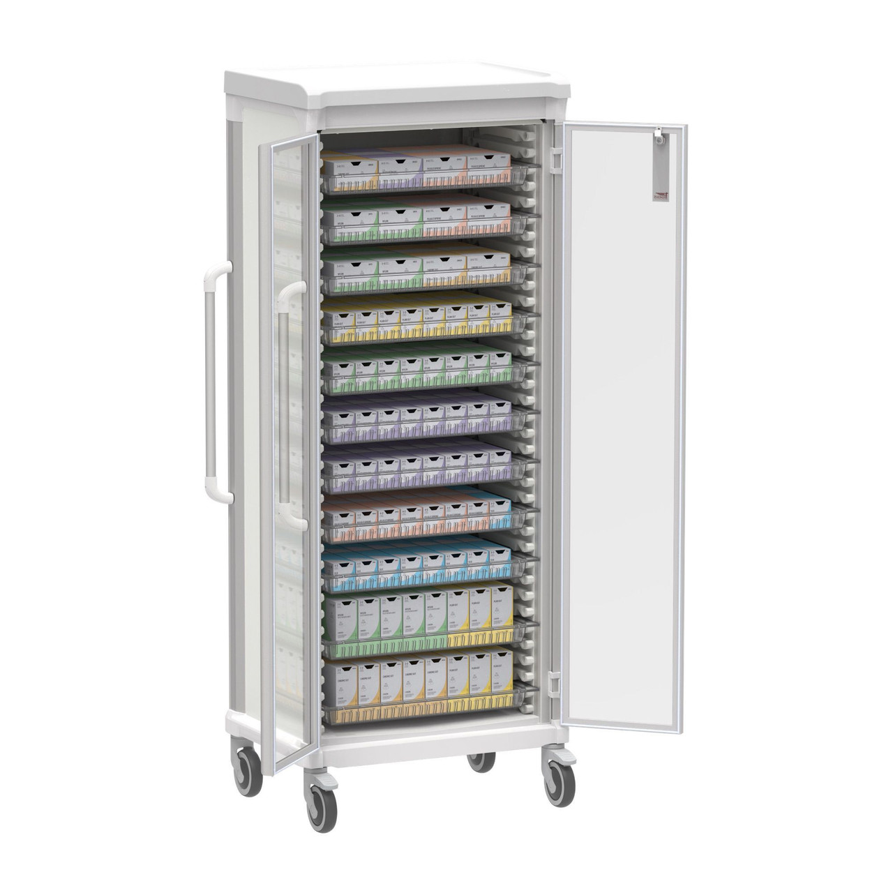 Apollo Wide Glass Door Clearview Suture Cart 72.4 Inch (29.5 in W x 72.4 in D x 20.7 in H)