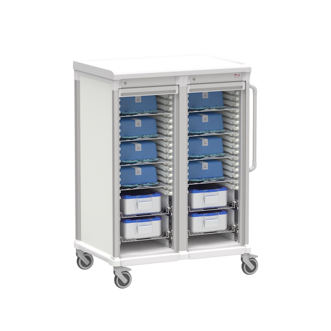 Apollo Double Narrow Tambour Door Sterile Core Cart 57.6 Inch (41.7 in W x 57.6 in D x 28.6 in H)