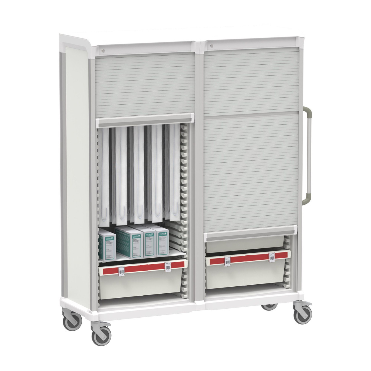 Apollo Double Wide Tambour Door Catheter and Storage Cart 72.4 Inch (57.6 in W x 72.4 in D x 20.7 in H)