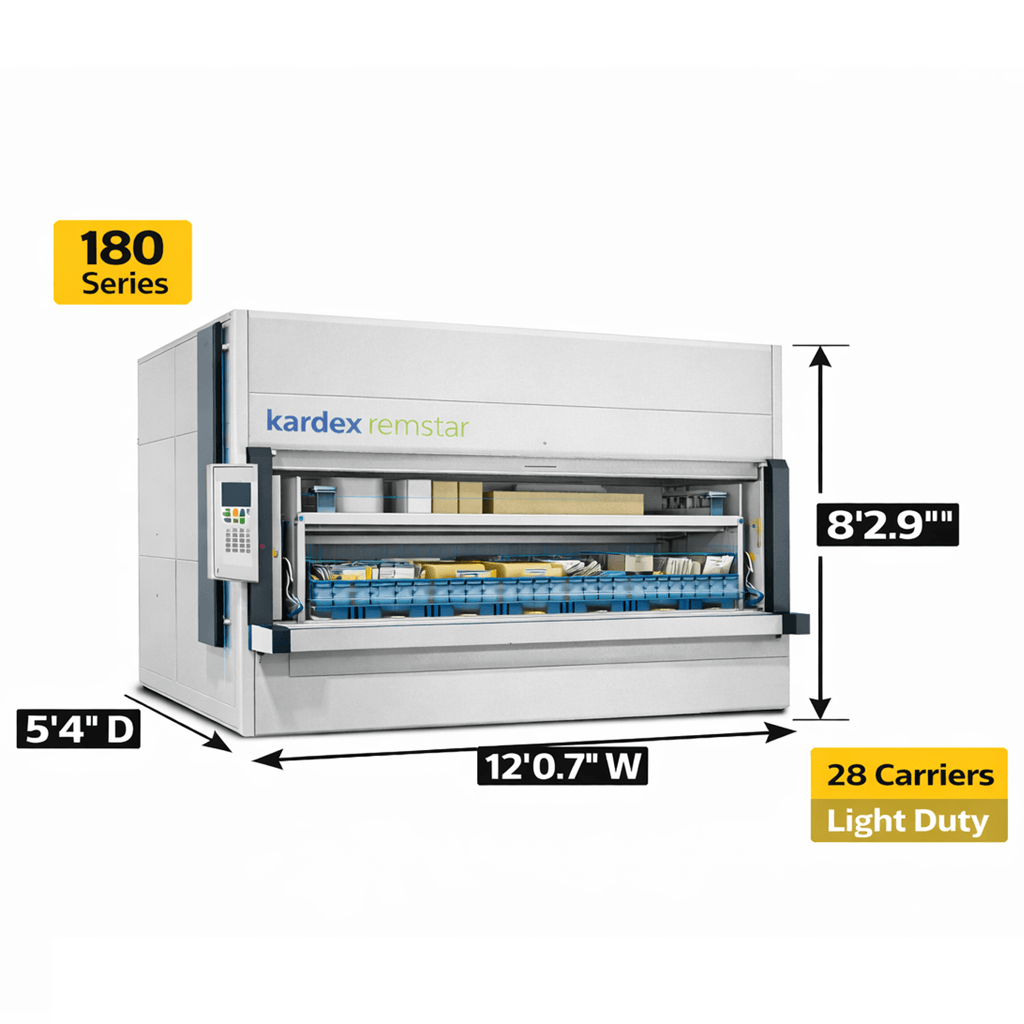 Kardex Megamat 650 Vertical Carousel Modules (VCM) 10' 5'' W x 5' 7.4'' D x 8' 2.9'' H - 6 Carrier - Heavy Duty Storage 